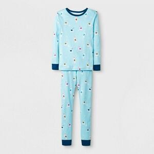 Cat & Jack Tight Fit Long Sleeve Llama Graphic Pajama Set  Blue 4